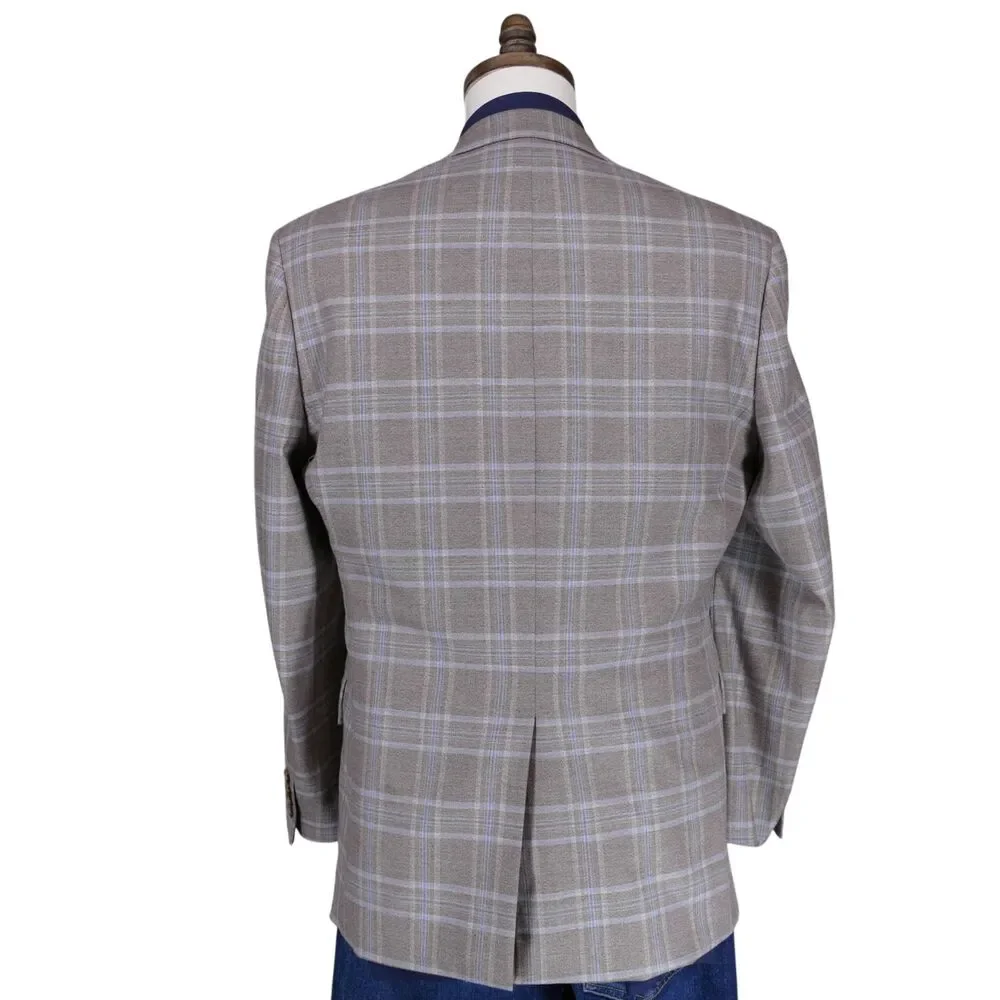 Lauren Ralph Lauren Sport Coat Blazer Mens 38R Beige Blue Plaid Two Button
